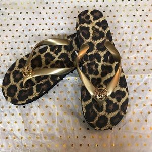 Michael Kors Leopard Flip Flops